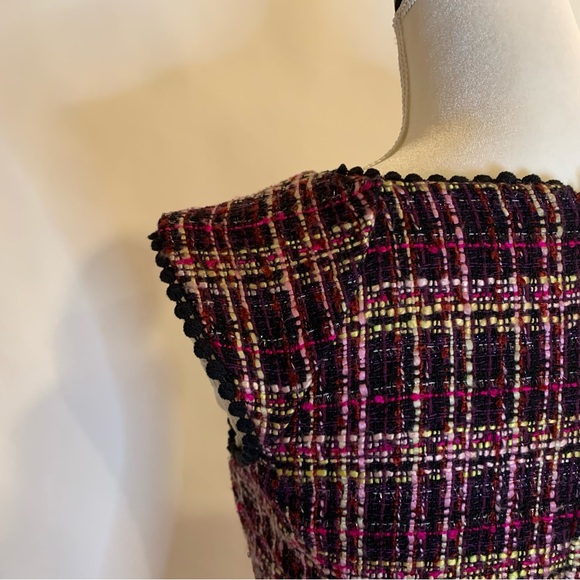 Nanette by Nanette Lepore Drop Waist Magenta Knee Tweed Length Dress Size 2 - Picture 4 of 13